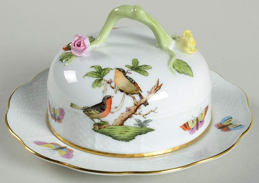 Rothschild Bird (RO) Round Covered Butter by Herend-1