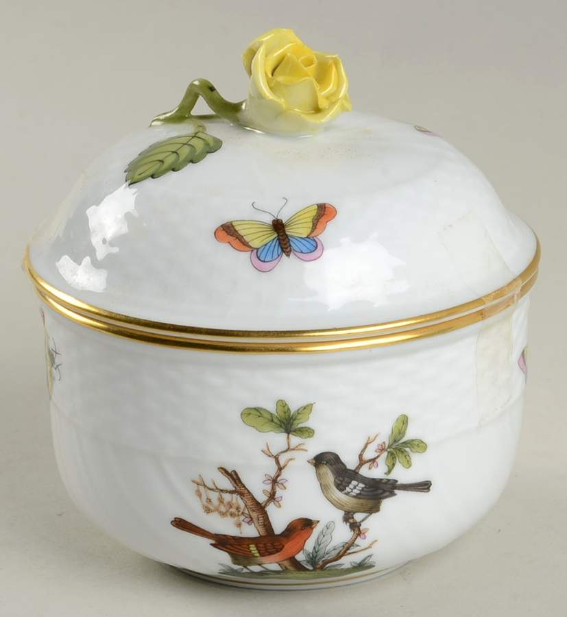 Rothschild Bird (RO) Sugar Bowl & Lid by Herend-1