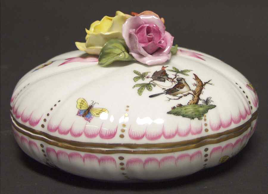 Rothschild Bird (RO) Large Candy Box & Lid by Herend-1