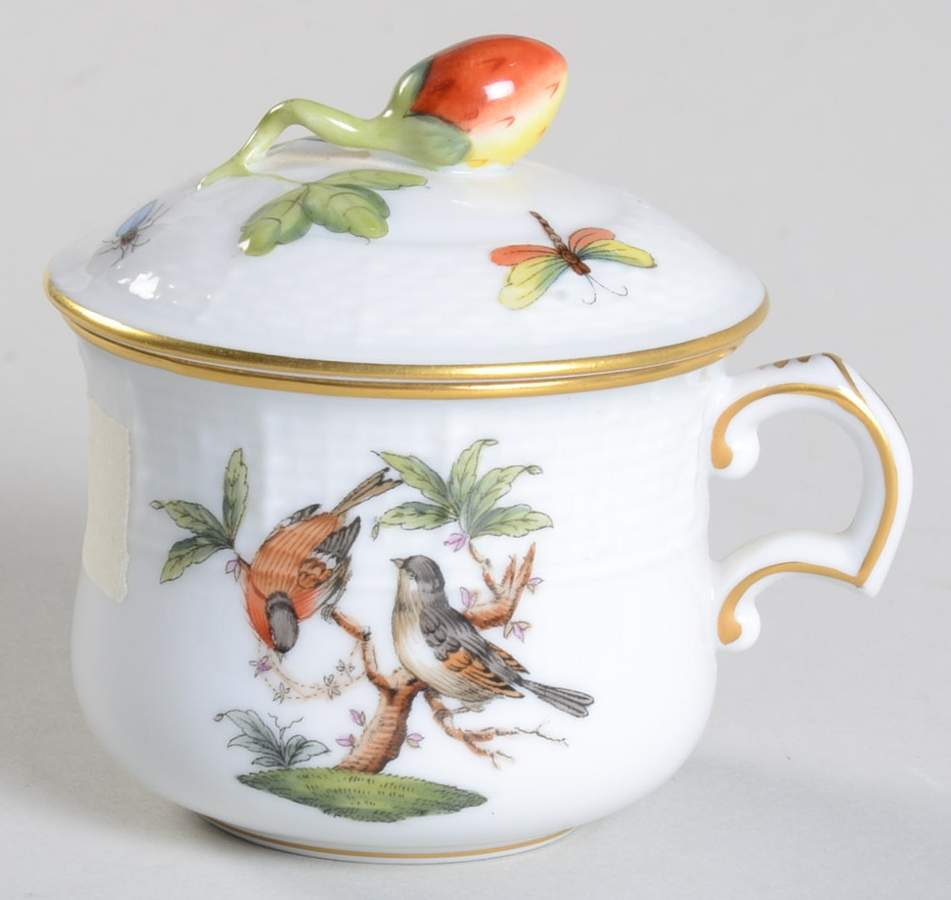 Rothschild Bird (RO) Pot de Creme (2 Pc)-Lid & Base by Herend-1