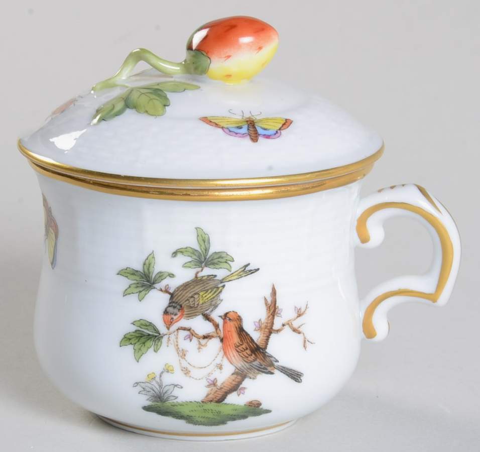Rothschild Bird (RO) Pot de Creme (2 Pc)-Lid & Base by Herend-1