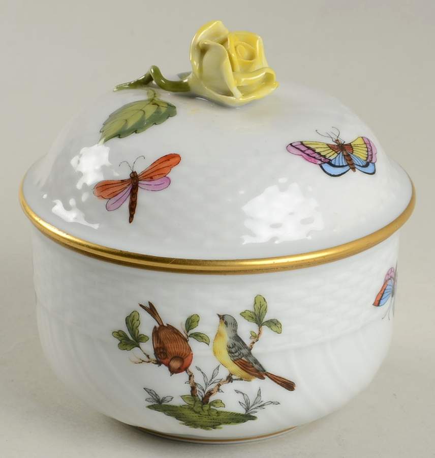 Rothschild Bird (RO) Mini Sugar Bowl & Lid by Herend-1
