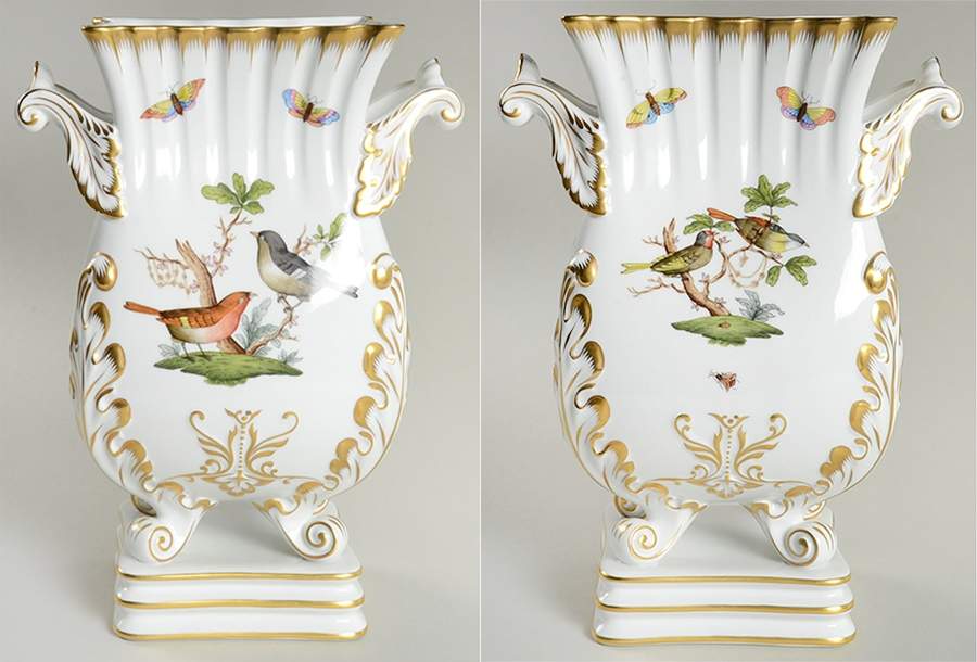 Rothschild Bird (RO) 10" Footed Vase by Herend-1