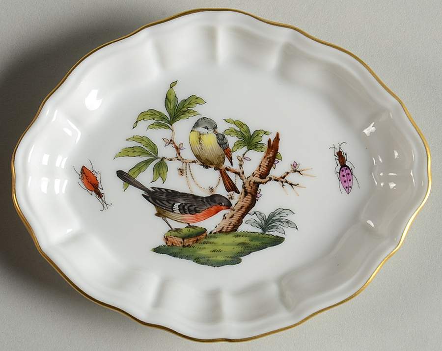 Rothschild Bird (RO) 4" Oval Tray by Herend-1