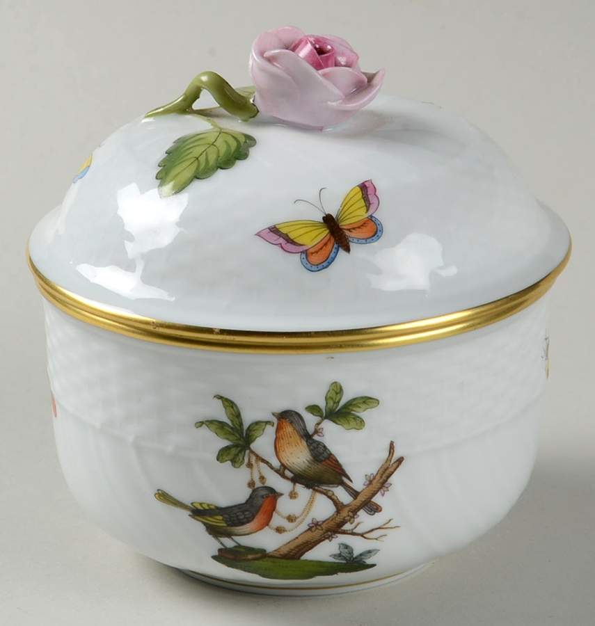 Rothschild Bird (RO) Sugar Bowl & Lid by Herend-1