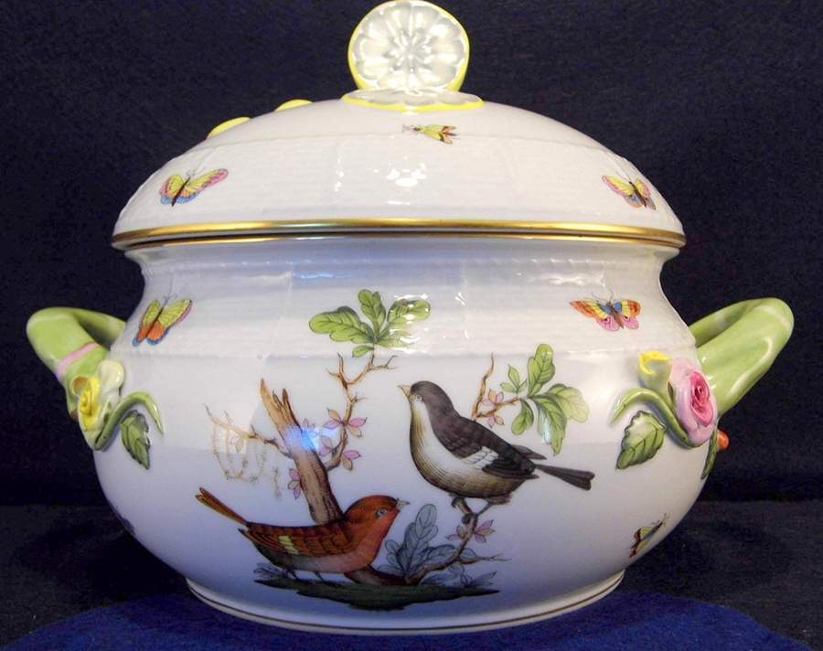 Rothschild Bird (RO) Bean Pot & Lid by Herend-1