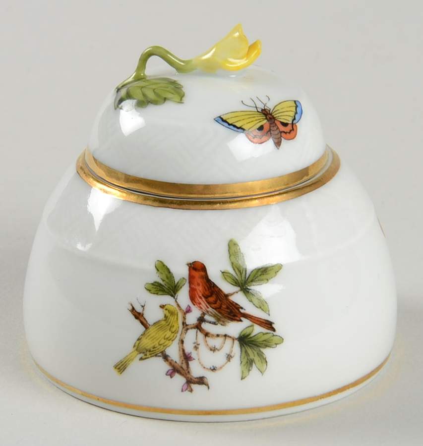 Rothschild Bird (RO) Ink Pot & Lid w/Insert by Herend-1