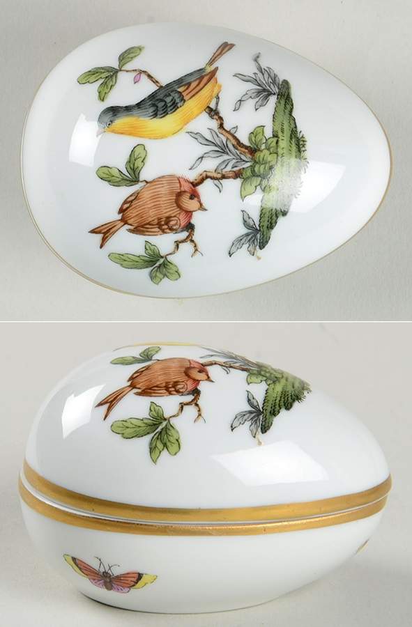 Rothschild Bird (RO) 2" Egg Box & Lid by Herend-1