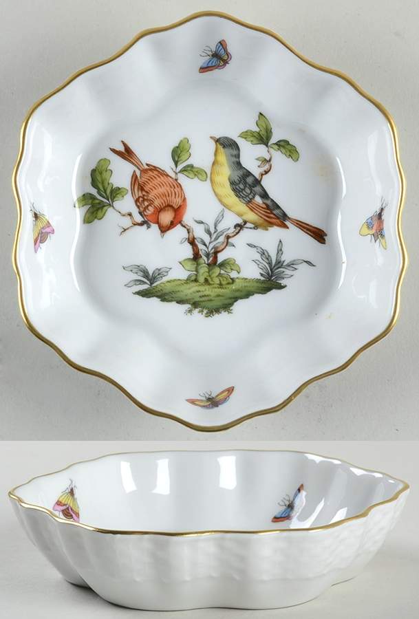 Rothschild Bird (RO) 4" Round Scalloped Dish by Herend-1