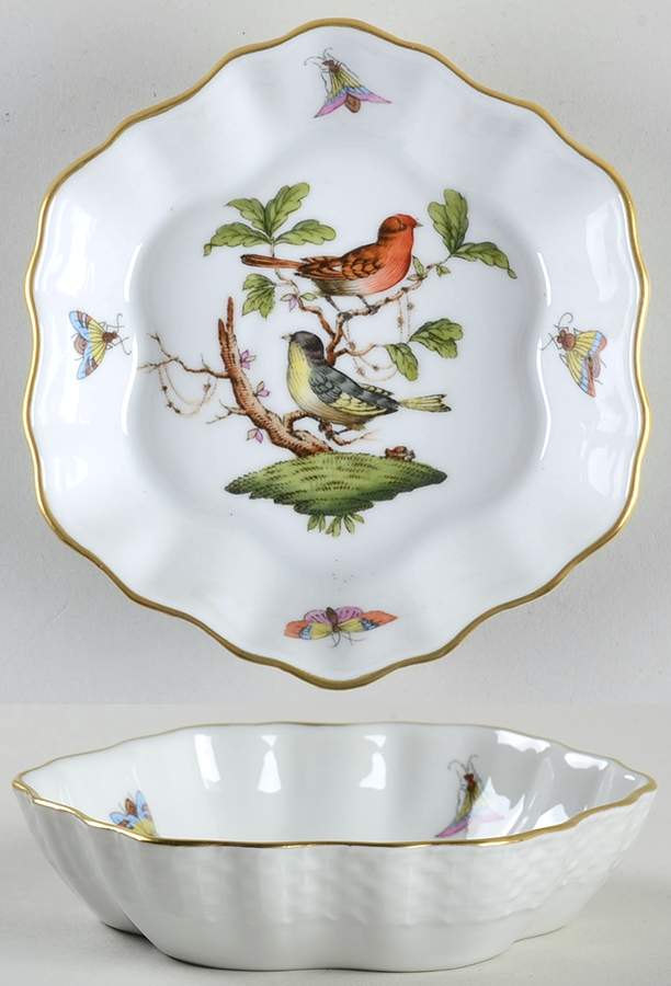Rothschild Bird (RO) 4" Round Scalloped Dish by Herend-1