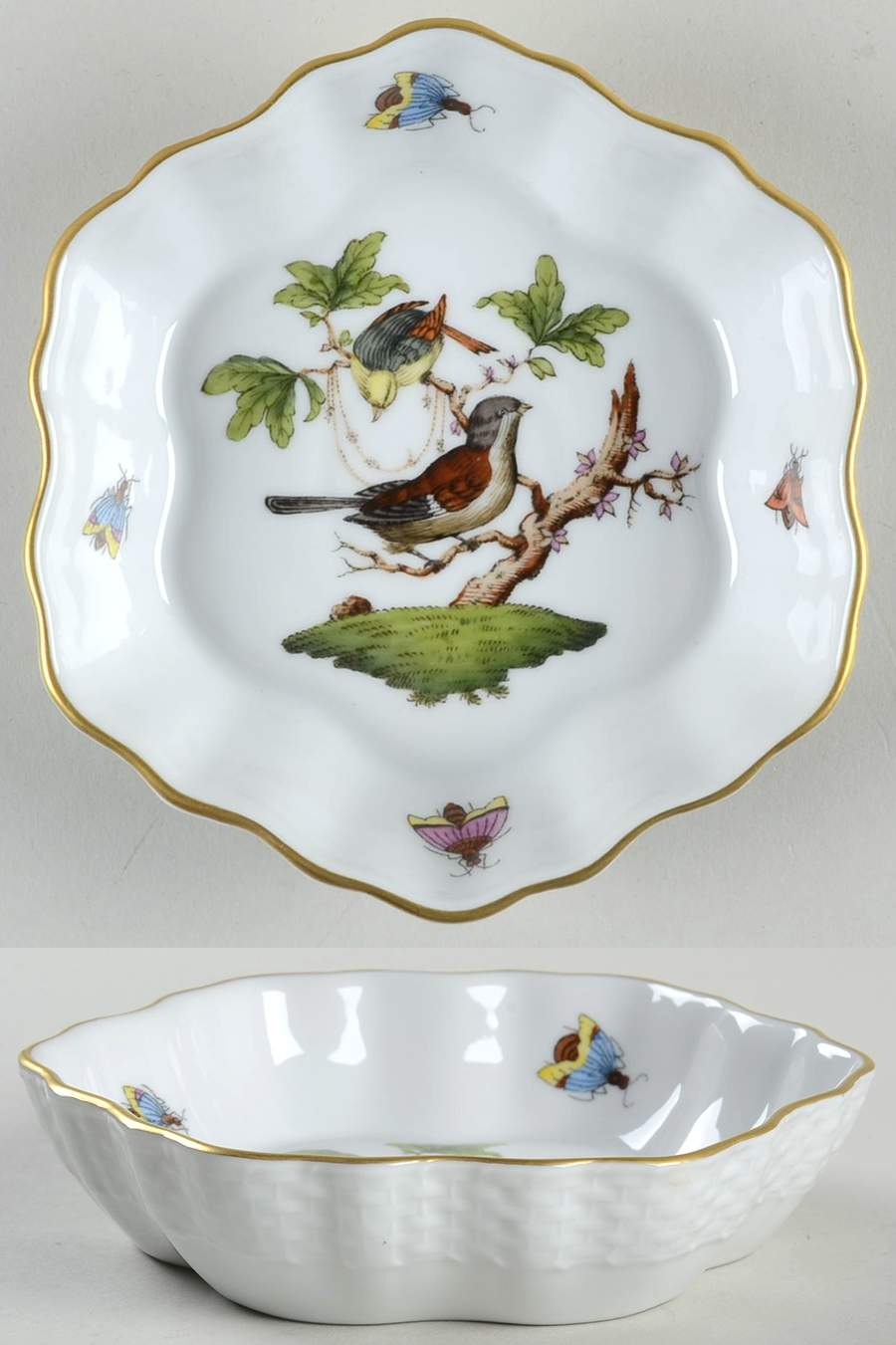 Rothschild Bird (RO) 4" Round Scalloped Dish by Herend-1