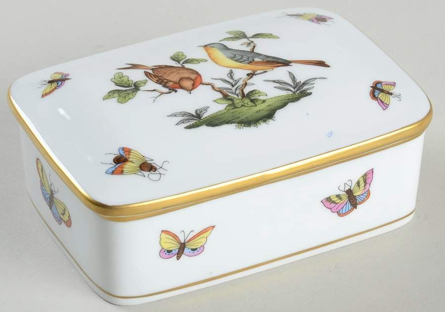 Rothschild Bird (RO) Cigarette Box & Lid by Herend-1