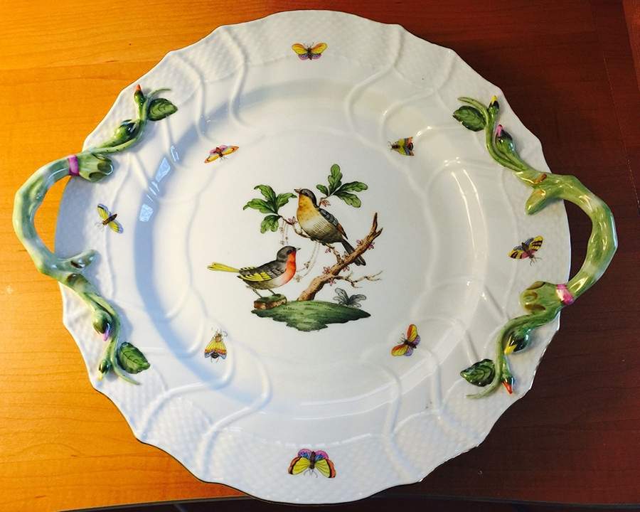 Rothschild Bird (RO) 12" Handled Chop Plate (Round Platter) by Herend-1