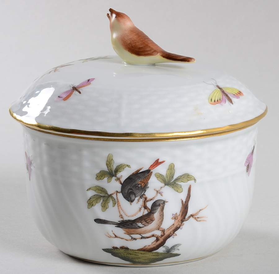 Rothschild Bird (RO) Sugar Bowl & Lid by Herend-1