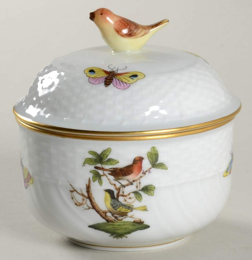 Rothschild Bird (RO) Mini Sugar Bowl & Lid by Herend-1