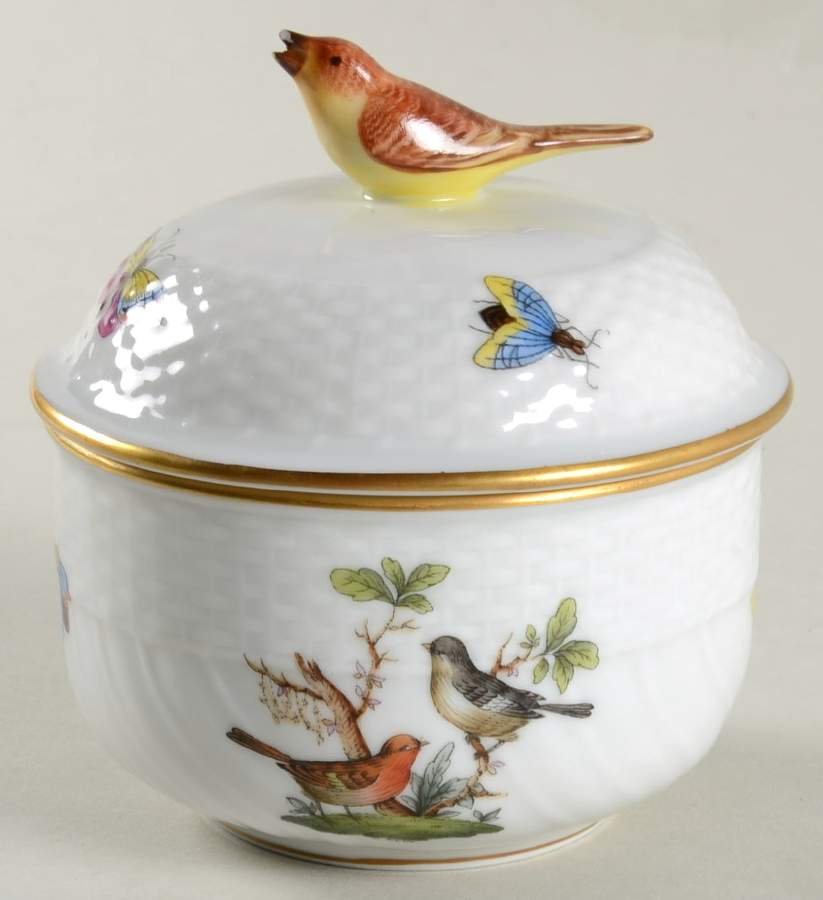 Rothschild Bird (RO) Mini Sugar Bowl & Lid by Herend-1