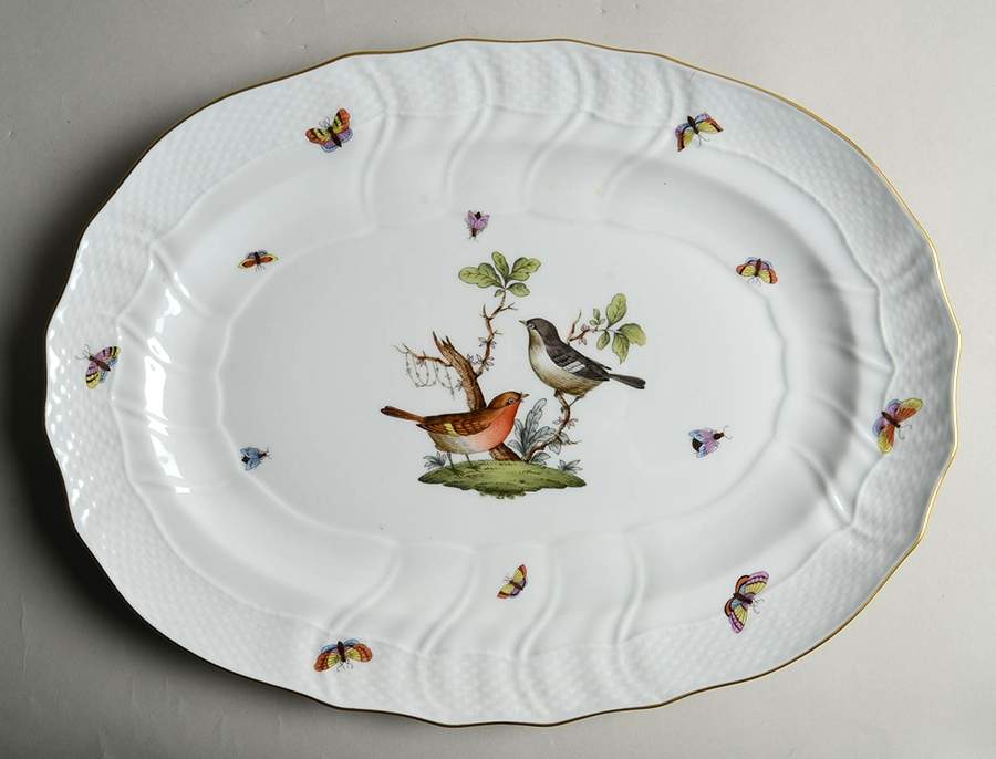 Rothschild Bird (RO) 15" Oval Serving Platter by Herend-1