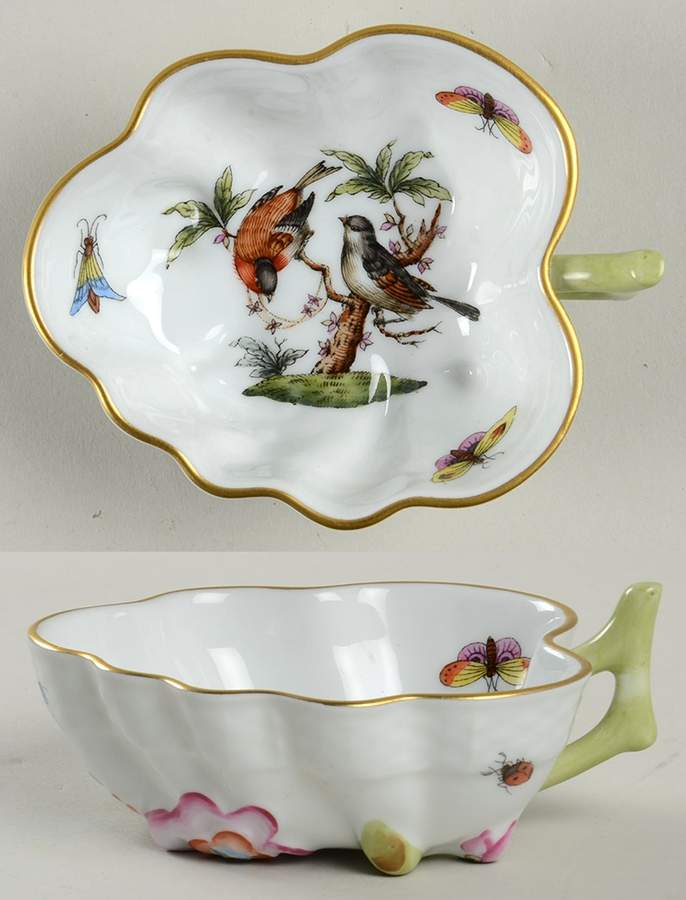Rothschild Bird (RO) 4" Leaf Dish by Herend-1