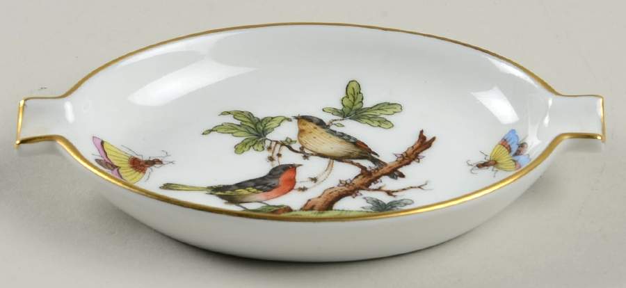 Rothschild Bird (RO) 4" Oval Ashtray with Lips by Herend-1