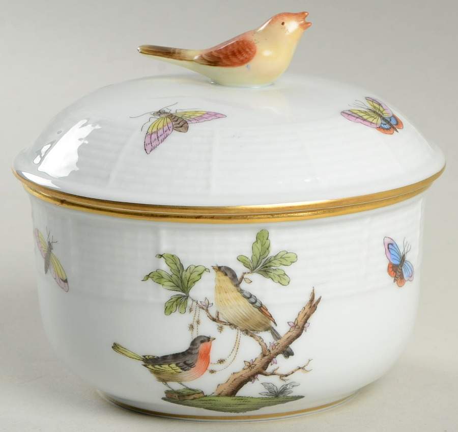 Rothschild Bird (RO) Sugar Bowl & Lid by Herend-1