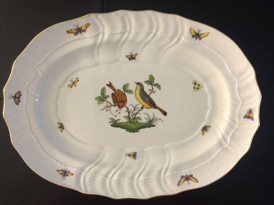 Rothschild Bird (RO) 15" Oval Serving Platter by Herend-1