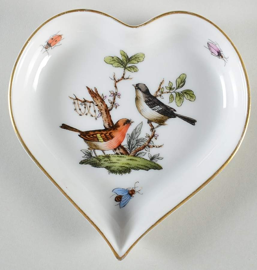 Rothschild Bird (RO) Heart Shaped Tray by Herend-1