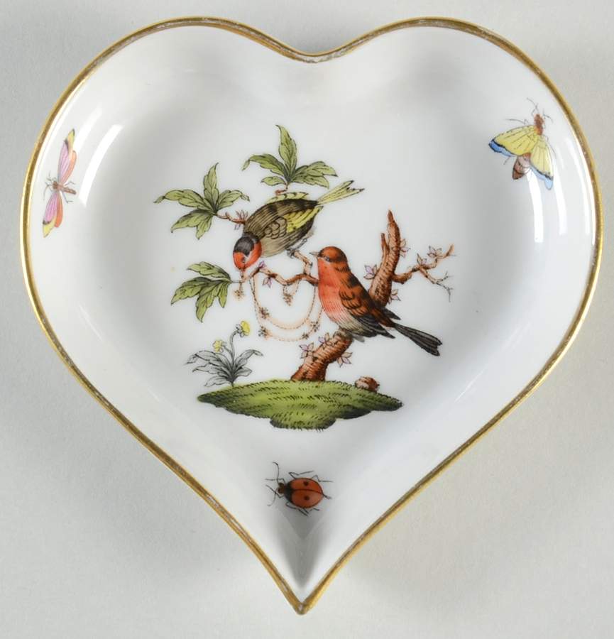 Rothschild Bird (RO) Heart Shaped Tray by Herend-1
