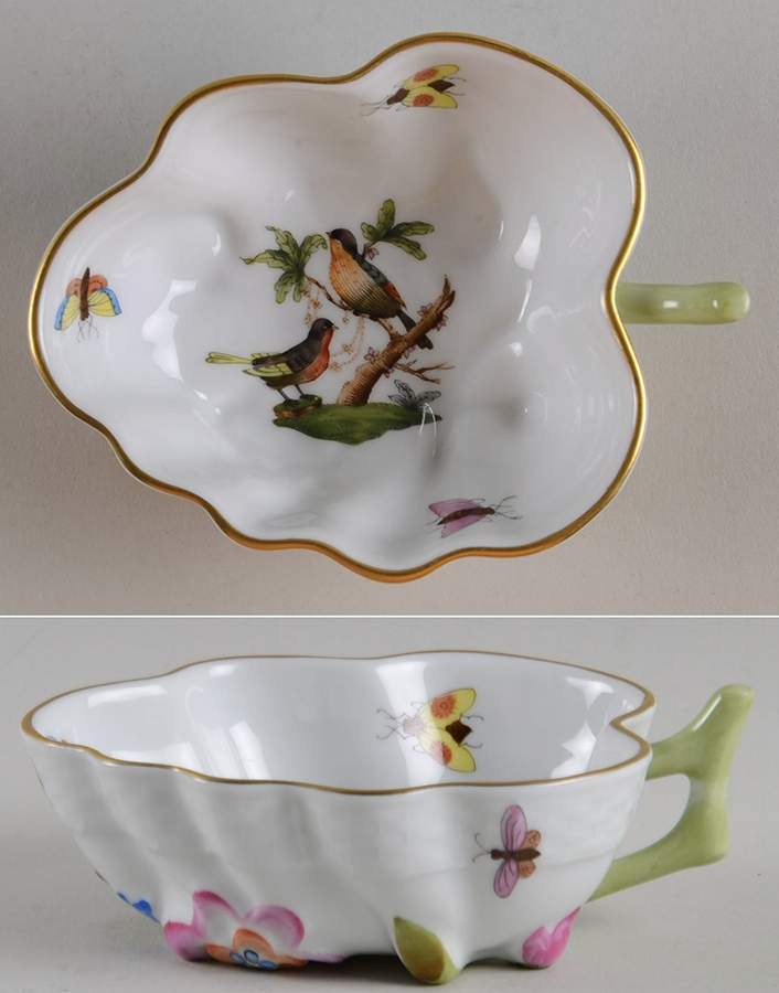Rothschild Bird (RO) 4" Leaf Dish by Herend-1