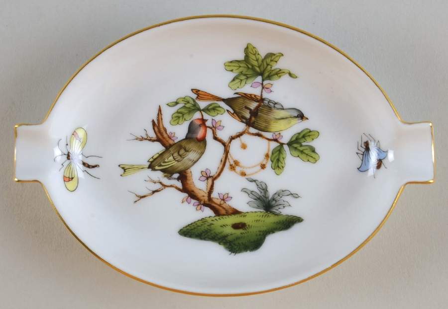 Rothschild Bird (RO) 4" Oval Ashtray with Lips by Herend-1