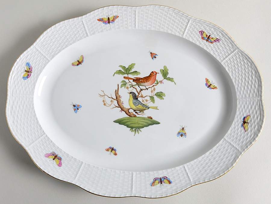 Rothschild Bird (RO) 14" Oval Serving Platter by Herend-1