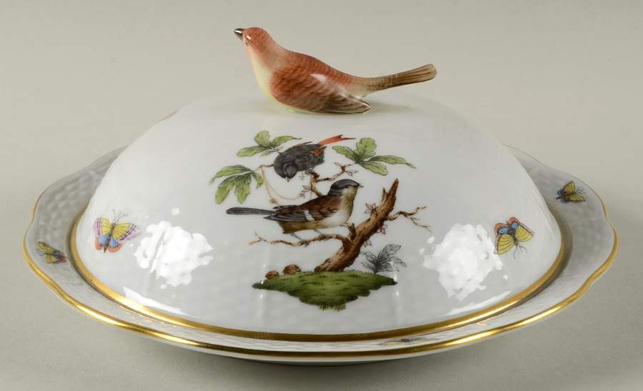 Rothschild Bird (RO) Muffin Dish & Lid by Herend-1
