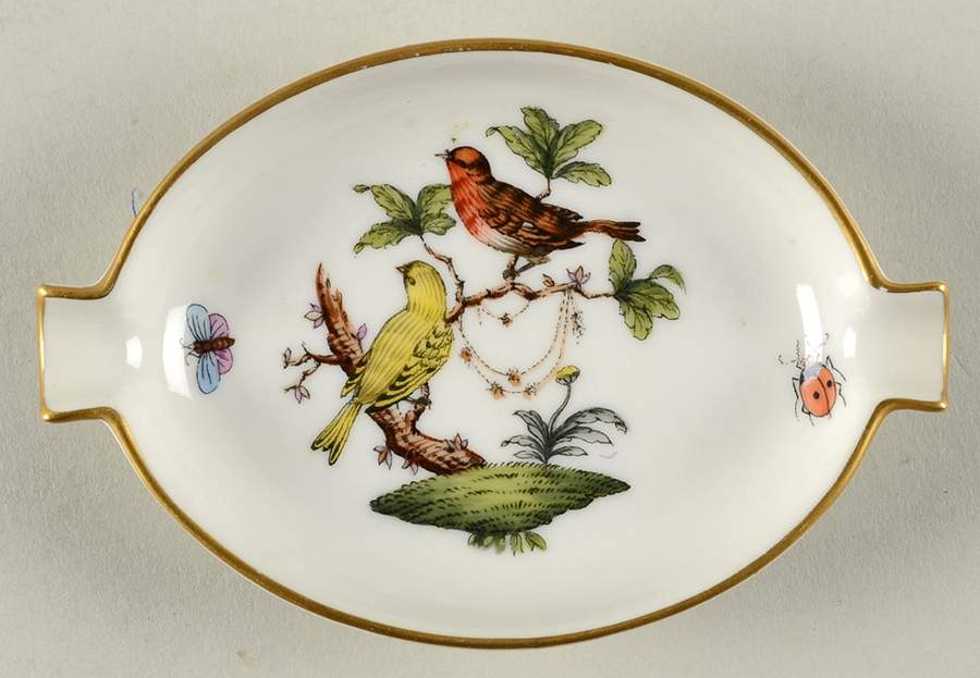 Rothschild Bird (RO) 4" Oval Ashtray with Lips by Herend-1