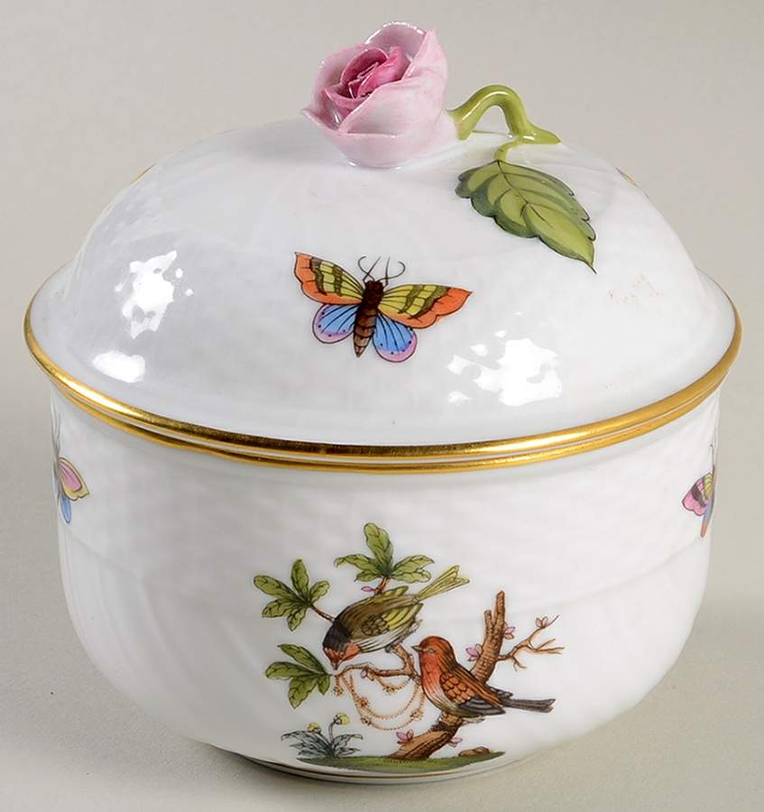 Rothschild Bird (RO) Sugar Bowl & Lid by Herend-1