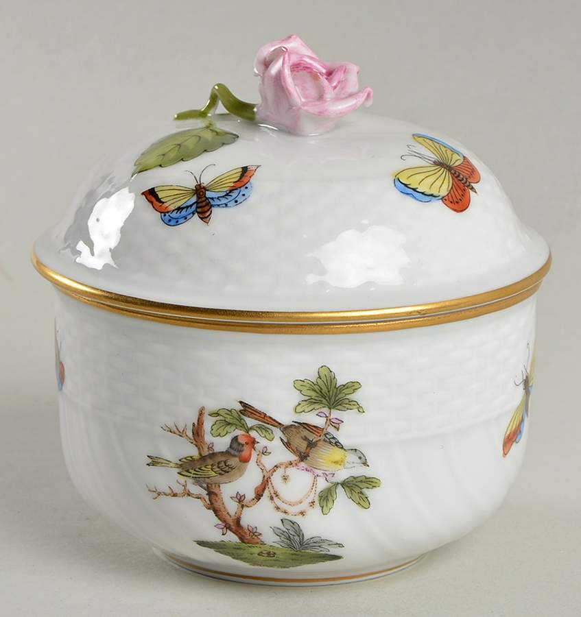 Rothschild Bird (RO) Mini Sugar Bowl & Lid by Herend-1