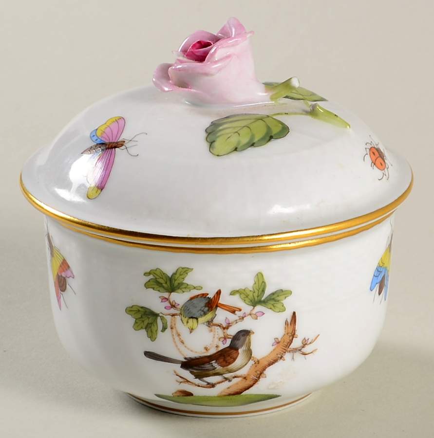 Rothschild Bird (RO) Mini Sugar Bowl & Lid by Herend-1