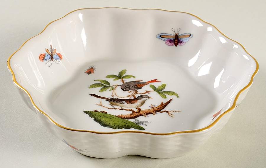 Rothschild Bird (RO) 4" Hexagonal Ashtray by Herend-1
