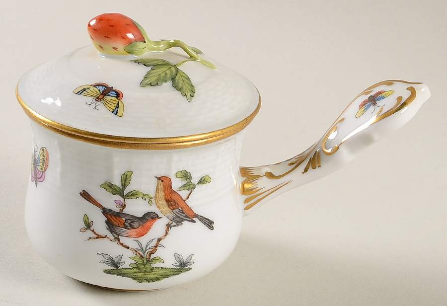 Rothschild Bird (RO) (2 Pc) Pot de Creme w/Stick Handle by Herend-1