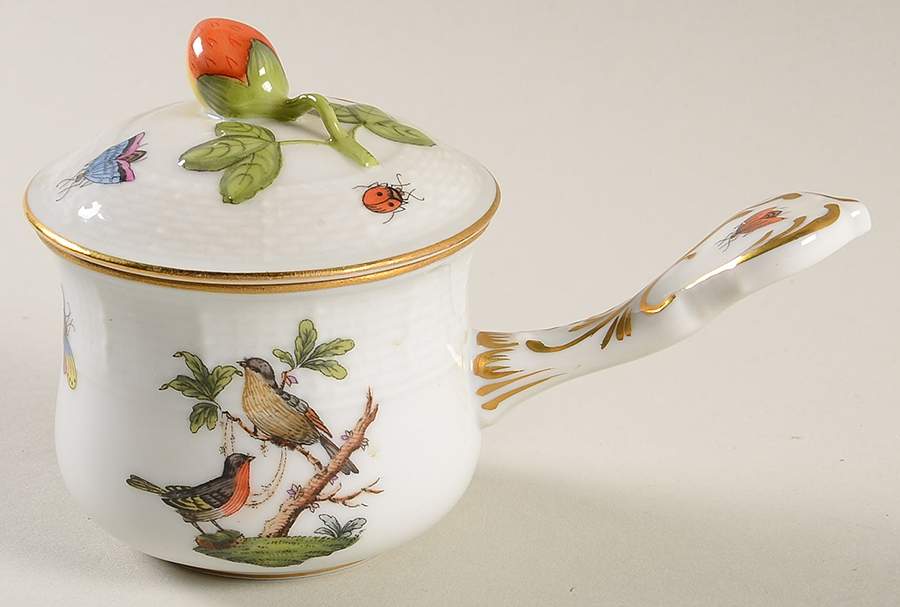 Rothschild Bird (RO) (2 Pc) Pot de Creme w/Stick Handle by Herend-1