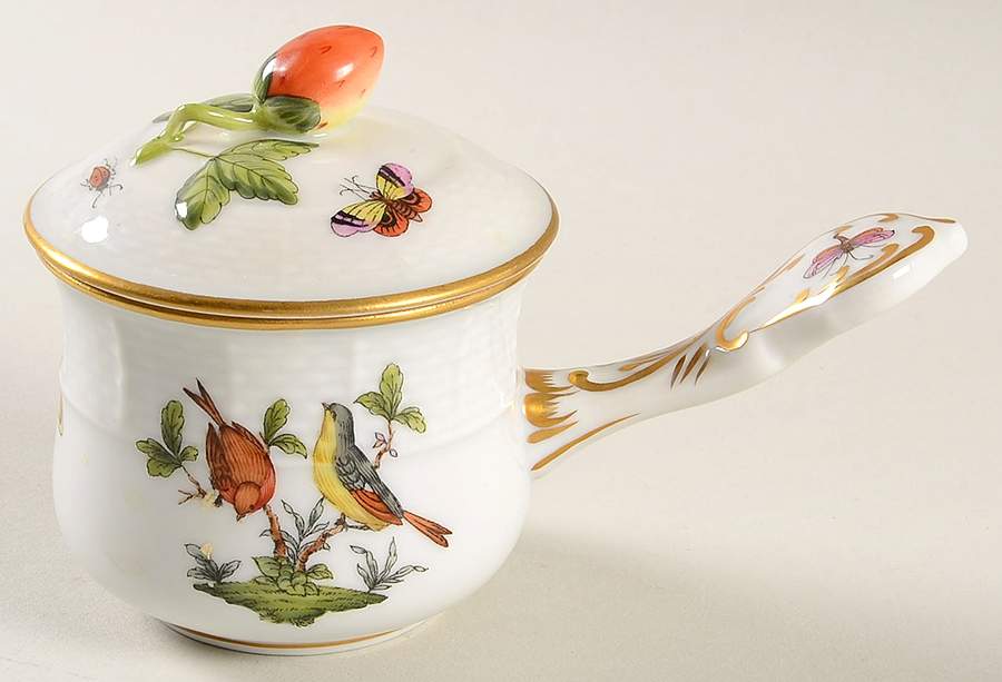 Rothschild Bird (RO) (2 Pc) Pot de Creme w/Stick Handle by Herend-1
