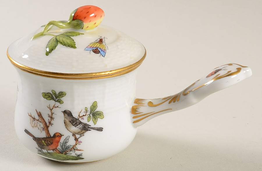 Rothschild Bird (RO) (2 Pc) Pot de Creme w/Stick Handle by Herend-1