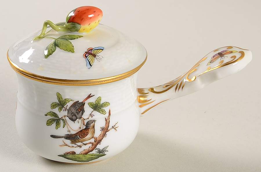 Rothschild Bird (RO) (2 Pc) Pot de Creme w/Stick Handle by Herend-1