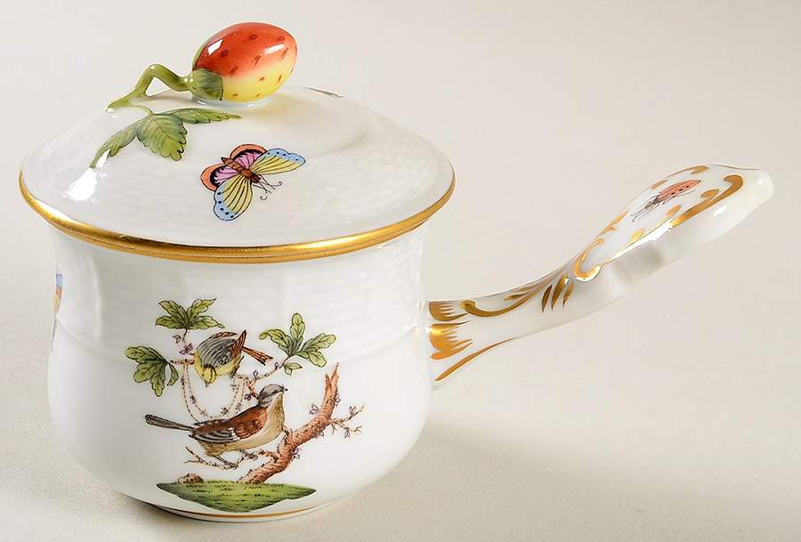 Rothschild Bird (RO) (2 Pc) Pot de Creme w/Stick Handle by Herend-1