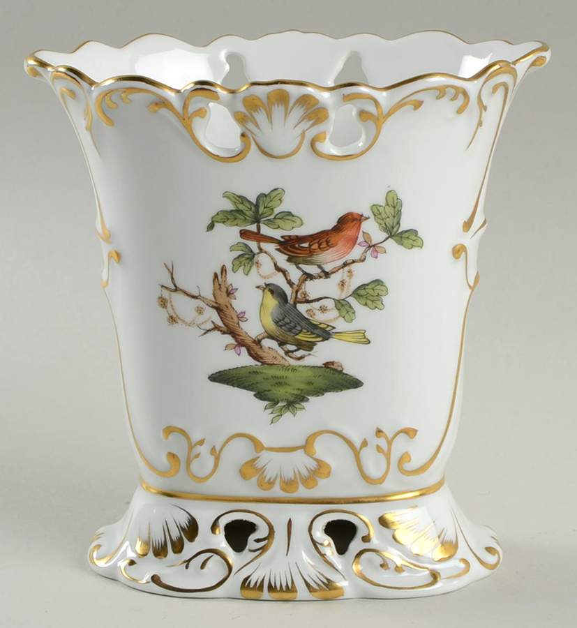 Rothschild Bird (RO) 4" Oval Vase by Herend-1