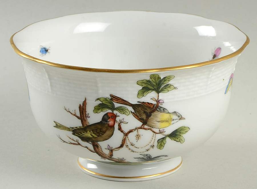 Rothschild Bird (RO) Cranberry Bowl by Herend-1