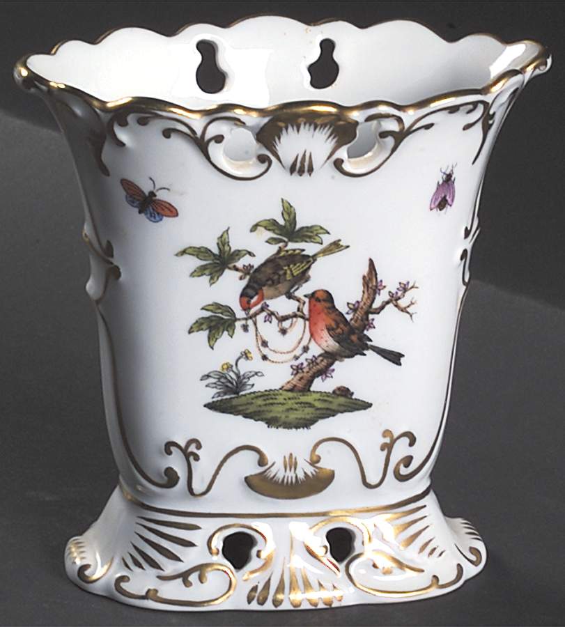 Rothschild Bird (RO) 4" Oval Vase by Herend-1