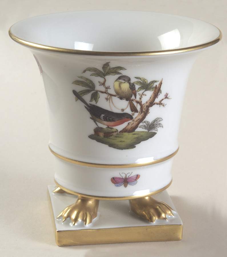 Rothschild Bird (RO) 4" Claw Footed Vase by Herend-1