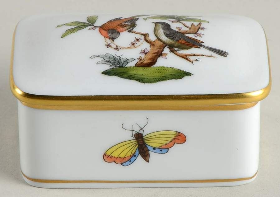 Rothschild Bird (RO) Trinket Box with Lid by Herend-1