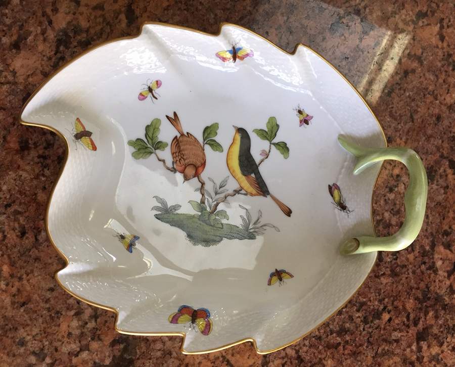Rothschild Bird (RO) 9" Leaf Dish by Herend-1