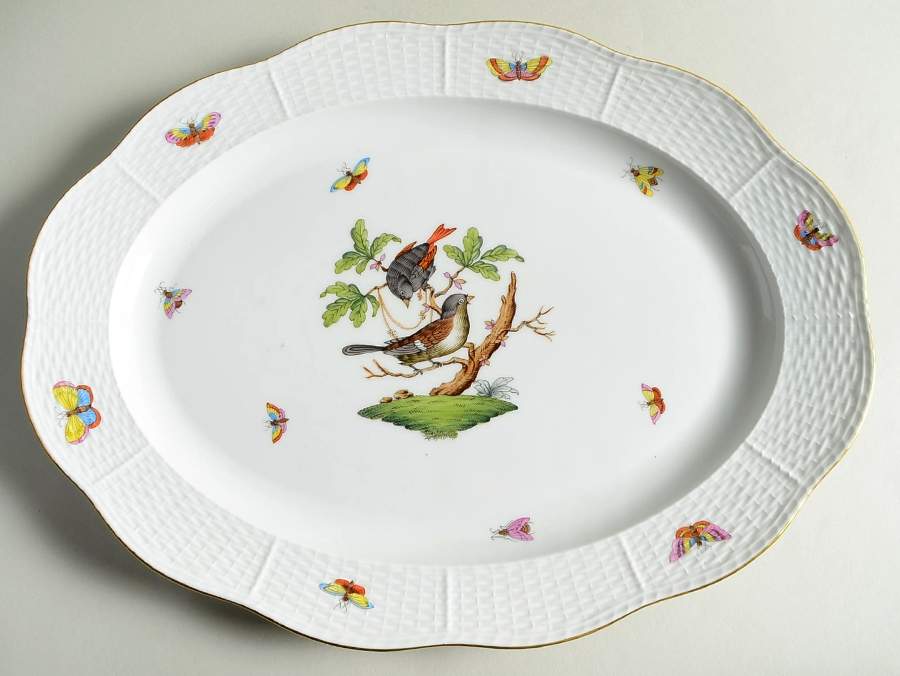 Rothschild Bird (RO) 14" Oval Serving Platter by Herend-1