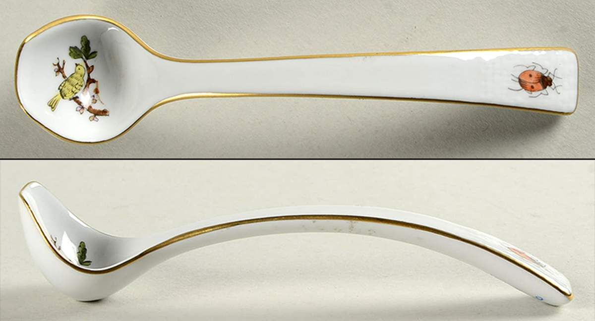 Rothschild Bird (RO) Cream/Mayonnaise Ladle Solid Piece by Herend-1